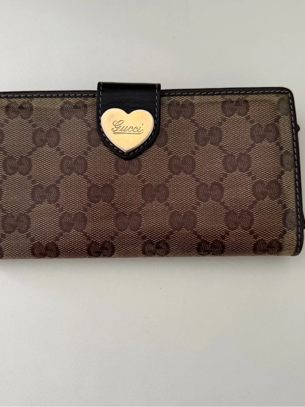 Gucci Brown Monogram Heart-Accent Continental Wallet - Picture 5 of 5